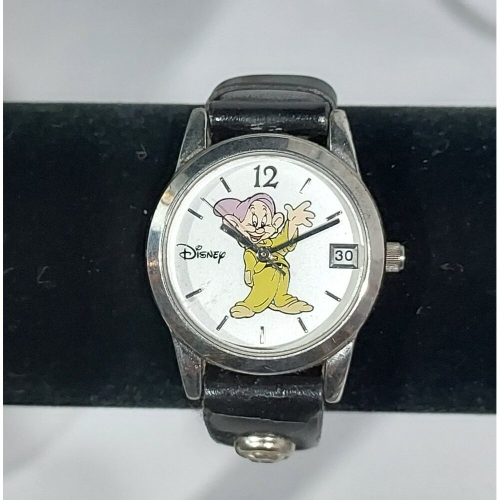 Disney Dopey SII Vintage Full Figure Dwarf Wrist Watch Date Silly Wave New Batry